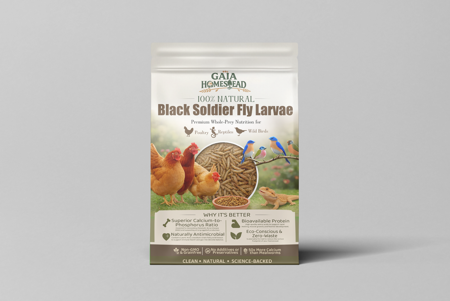 Gaia Homestead 100% Natural Dried Black Soldier Fly Larvae